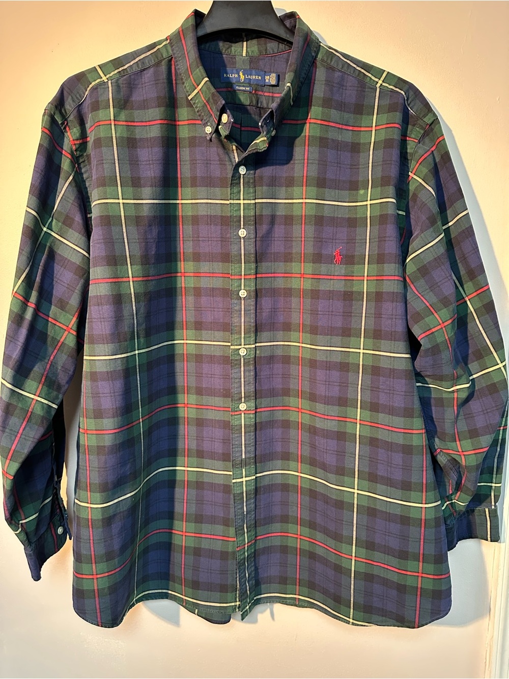 Ralph Lauren Navy, Green & Red Plaid Button-Down Shirt Black Watch